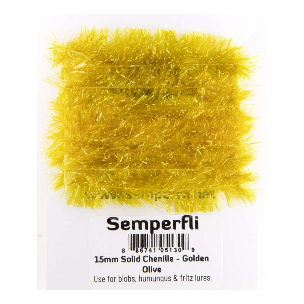 Semperfli 15mm Solid Chenille Golden Olive Fly Tying Materials (Product Length 1.1 Yds / 1m)